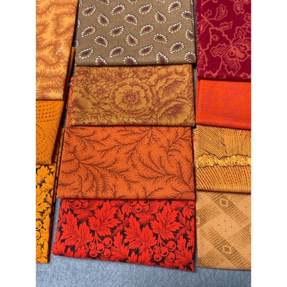 Quilters Stash 11-Piece Orange & Red Cotton Fabric Squares For Sewing & Crafts - Picture 3 of 5